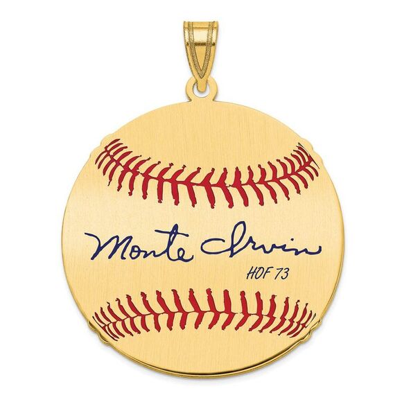 14K Gold Plated Monte Irvin Signature LG Enamel Baseball Pendant